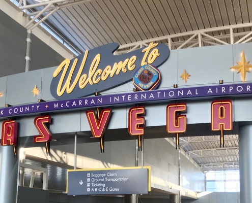 Welcome sign at the Las Vegas international airport